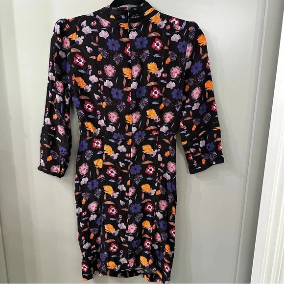 Ba&sh Mini Dress Maha Pleated Multicolor Floral Dress Size 2 - Picture 9 of 10